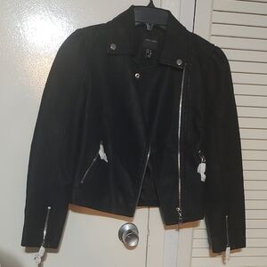 New Look Black Leather Jacket with Silver Accents